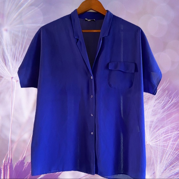 Short Raglan Sleeve Blouse in Rich Royal Blue - Picture 11 of 11